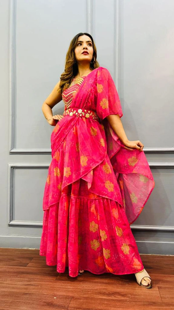 Antique Fashion 1 This wedding season flaunt your pre wedding parties with this Glamorous Ready to wear Ruffle Saree  - 38