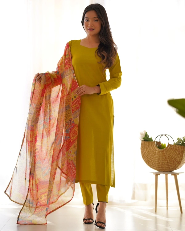 Antique Fashion 1 NEW SUMMER WEAR AND OFFICE WEAR PURE SOFT HEAVY VISCOSE STRAIGHT FIT KURTA WITH DUPPTA SET PENT READY TO WEAR  - Xs (34), colour 1