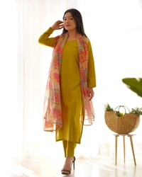 Antique Fashion 1 NEW SUMMER WEAR AND OFFICE WEAR PURE SOFT HEAVY VISCOSE STRAIGHT FIT KURTA WITH DUPPTA SET PENT READY TO WEAR  - Xs (34), colour 1