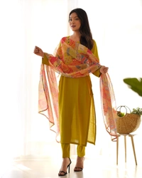 Antique Fashion 1 NEW SUMMER WEAR AND OFFICE WEAR PURE SOFT HEAVY VISCOSE STRAIGHT FIT KURTA WITH DUPPTA SET PENT READY TO WEAR  - Xs (34), colour 1