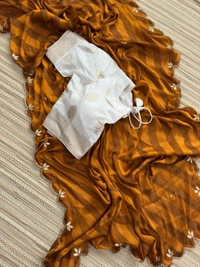 Antique Fashion 1 Exclusive  elegant launch for fancy collection perfect for any function  light weight chiffon pure viscose  hand work saree and viscose blouse  - colour 4