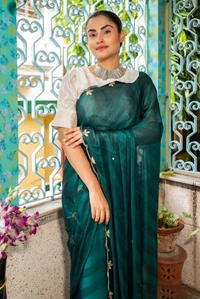 Antique Fashion 1 Exclusive  elegant launch for fancy collection perfect for any function  light weight chiffon pure viscose  hand work saree and viscose blouse  - colour 5
