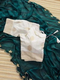 Antique Fashion 1 Exclusive  elegant launch for fancy collection perfect for any function  light weight chiffon pure viscose  hand work saree and viscose blouse  - colour 5