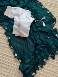 Antique Fashion 1 Exclusive  elegant launch for fancy collection perfect for any function  light weight chiffon pure viscose  hand work saree and viscose blouse  - colour 5