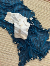Antique Fashion 1 Exclusive  elegant launch for fancy collection perfect for any function  light weight chiffon pure viscose  hand work saree and viscose blouse  - colour 6
