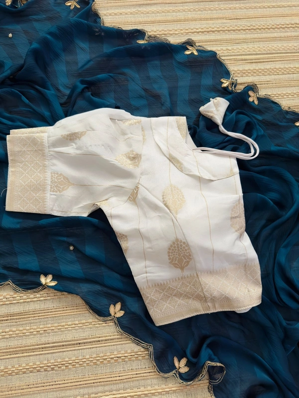 Antique Fashion 1 Exclusive  elegant launch for fancy collection perfect for any function  light weight chiffon pure viscose  hand work saree and viscose blouse  - colour 6