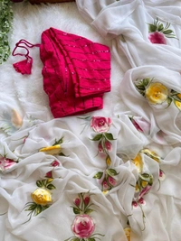 Antique Fashion 1 Exclusive  elegant launch for fancy collection perfect for any function  light weight wghtless georgette saree with complete hand work  - colour 3, unstitched blause