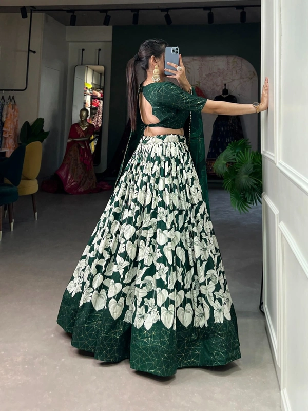 Antique Fashion 1 Transform your ethnic look with our Tussar Silk Printed Lehenga Choli   The beautiful prints on silk fabric make this ensemble a perfect choice for any festive occasion  - colour 1