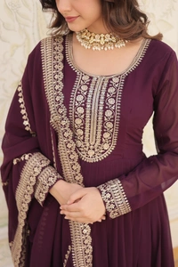 Antique Fashion 1 GOWN WITH DUPATTA COLLECTIONS 2024 - wine, L (40)