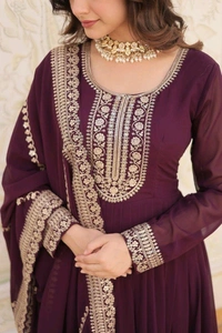 Antique Fashion 1 GOWN WITH DUPATTA COLLECTIONS 2024 - wine, xl (42)