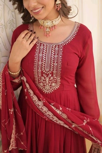 Antique Fashion 1 GOWN WITH DUPATTA COLLECTIONS 2024 - maroon, xl (42)