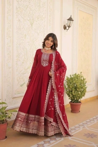 Antique Fashion 1 GOWN WITH DUPATTA COLLECTIONS 2024 - maroon, xl (42)