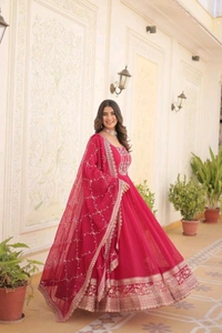 Antique Fashion 1 GOWN WITH DUPATTA COLLECTIONS 2024 - pink, xl (42)