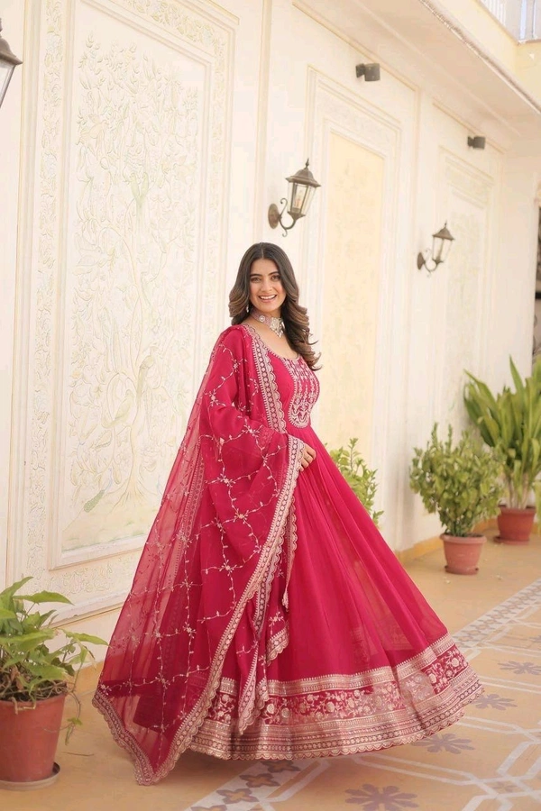 Antique Fashion 1 GOWN WITH DUPATTA COLLECTIONS 2024 - pink, xl (42)