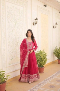 Antique Fashion 1 GOWN WITH DUPATTA COLLECTIONS 2024 - pink, xxl (42)