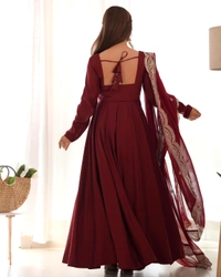 Antique Fashion 1 QUALITY PURE ROMANSILK CHANDERI FABRIC FULLY FLAIR ANARKALI,WITH DUPPTA SET,PENT READY TO WEAR - Xs (34), colour 2