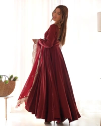 Antique Fashion 1 QUALITY PURE ROMANSILK CHANDERI FABRIC FULLY FLAIR ANARKALI,WITH DUPPTA SET,PENT READY TO WEAR - Xxl (44), colour 2