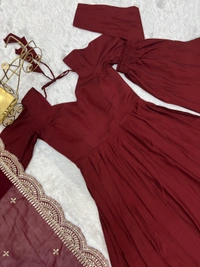Antique Fashion 1 QUALITY PURE ROMANSILK CHANDERI FABRIC FULLY FLAIR ANARKALI,WITH DUPPTA SET,PENT READY TO WEAR - Xxl (44), colour 2