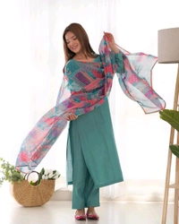 Antique Fashion 1 NEW SUMMER WEAR AND OFFICE WEAR PURE SOFT HEAVY VISCOSE STRAIGHT FIT KURTA WITH DUPPTA SET PENT READY TO WEAR  - Xs (34), colour 2