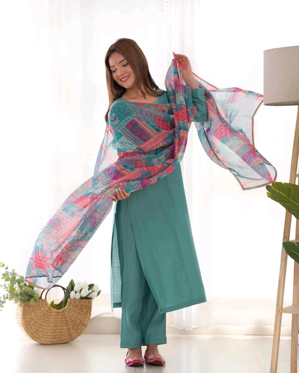 Antique Fashion 1 NEW SUMMER WEAR AND OFFICE WEAR PURE SOFT HEAVY VISCOSE STRAIGHT FIT KURTA WITH DUPPTA SET PENT READY TO WEAR  - Xs (34), colour 2