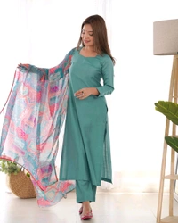 Antique Fashion 1 NEW SUMMER WEAR AND OFFICE WEAR PURE SOFT HEAVY VISCOSE STRAIGHT FIT KURTA WITH DUPPTA SET PENT READY TO WEAR  - Xs (34), colour 2