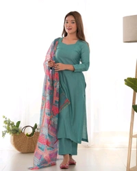 Antique Fashion 1 NEW SUMMER WEAR AND OFFICE WEAR PURE SOFT HEAVY VISCOSE STRAIGHT FIT KURTA WITH DUPPTA SET PENT READY TO WEAR  - Xs (34), colour 2
