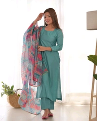 Antique Fashion 1 NEW SUMMER WEAR AND OFFICE WEAR PURE SOFT HEAVY VISCOSE STRAIGHT FIT KURTA WITH DUPPTA SET PENT READY TO WEAR  - Xs (34), colour 2