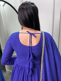 Antique Fashion 1 This Printed gown flutters like a butterfly each flutter a celebration of warmth and style  - blue