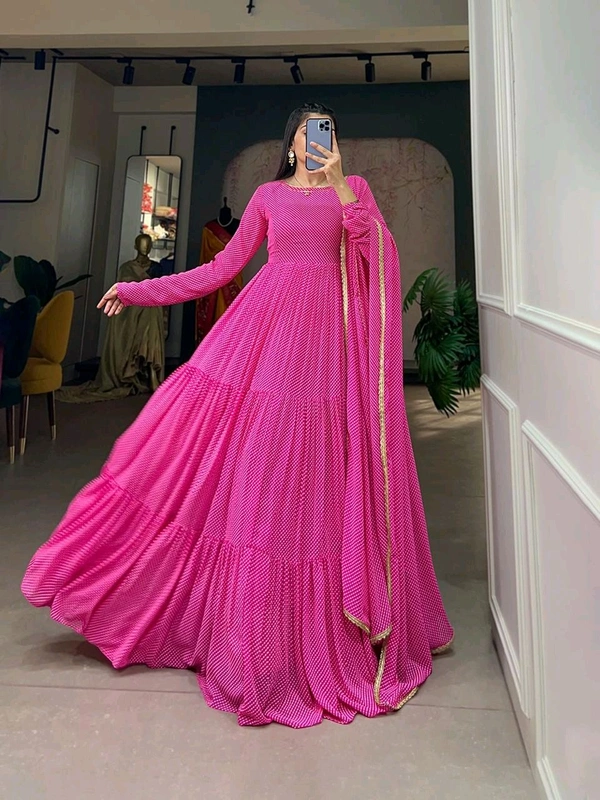 Antique Fashion 1 This Printed gown flutters like a butterfly each flutter a celebration of warmth and style  - pink