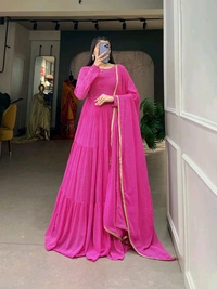 Antique Fashion 1 This Printed gown flutters like a butterfly each flutter a celebration of warmth and style  - pink