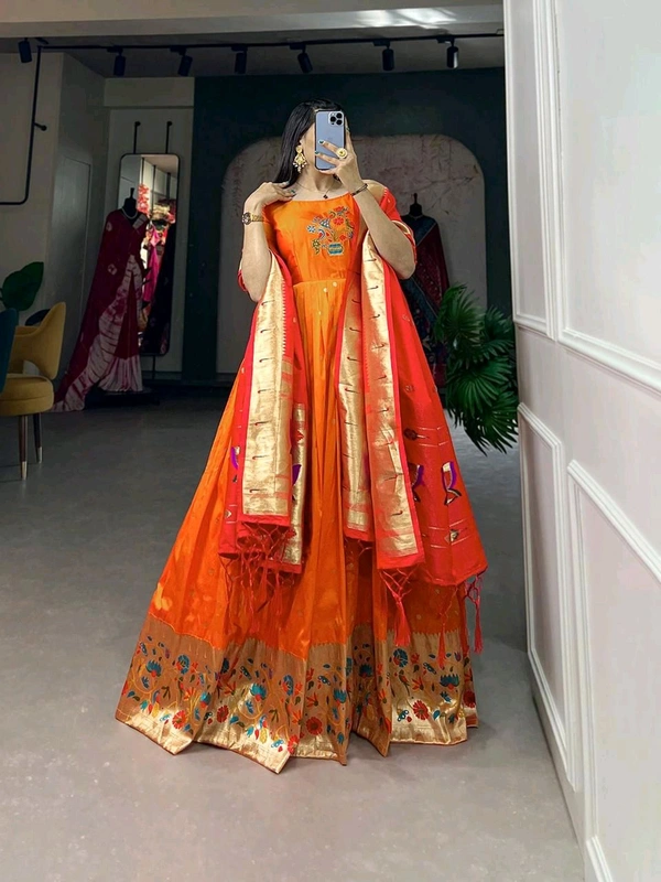 Antique Fashion 1 Woven with threads of tradition and dreams  the Jacquard silk Paithani dress embodies timeless elegance  - colour 1
