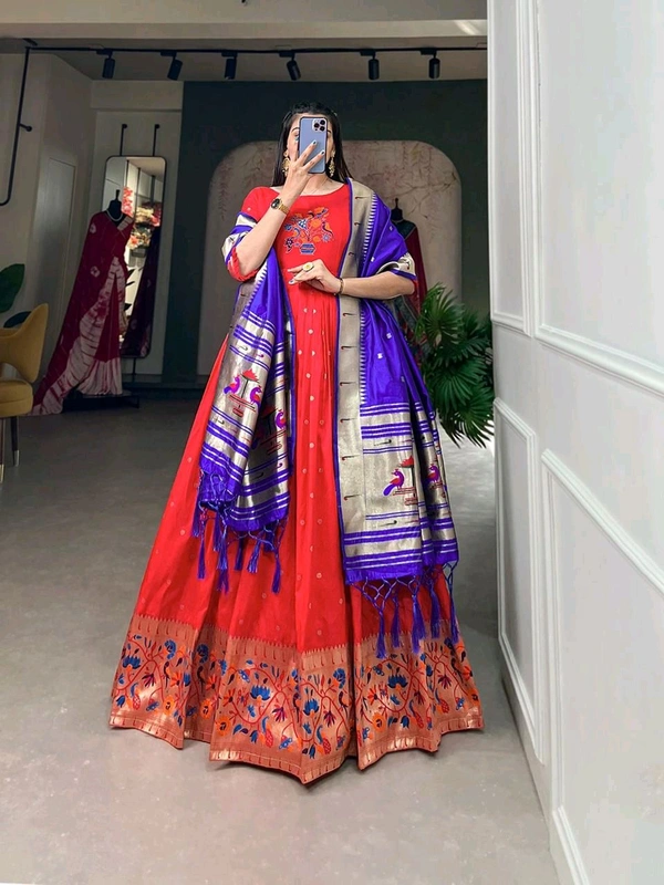 Antique Fashion 1 Woven with threads of tradition and dreams  the Jacquard silk Paithani dress embodies timeless elegance  - colour 2