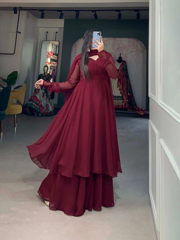 Antique Fashion 1 Plazo kurti set - Maroon, Xl (42)