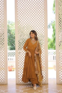 Antique Fashion 1 Discover the elegance of traditional attire with our Designer Festive Wear Gown featuring Attractive Sequins Embroidery Work - M (38), colour 2