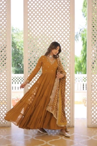 Antique Fashion 1 Discover the elegance of traditional attire with our Designer Festive Wear Gown featuring Attractive Sequins Embroidery Work - M (38), colour 2