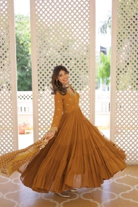 Antique Fashion 1 Discover the elegance of traditional attire with our Designer Festive Wear Gown featuring Attractive Sequins Embroidery Work - M (38), colour 2