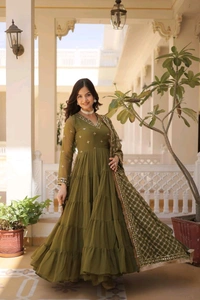 Antique Fashion 1 Discover the elegance of traditional attire with our Designer Festive Wear Gown featuring Attractive Sequins Embroidery Work - Xl (42), colour 3