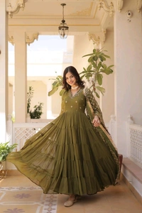 Antique Fashion 1 Discover the elegance of traditional attire with our Designer Festive Wear Gown featuring Attractive Sequins Embroidery Work - Xl (42), colour 3
