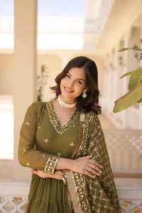 Antique Fashion 1 Discover the elegance of traditional attire with our Designer Festive Wear Gown featuring Attractive Sequins Embroidery Work - L (40), colour 3