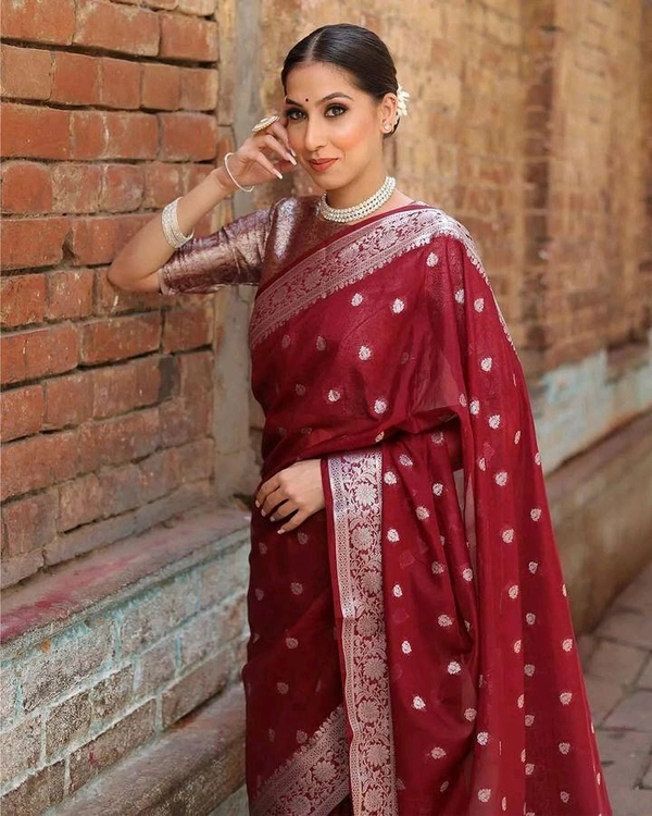 Antique Fashion 1 Pure Soft Orgenza Pure weave Zari sareeAll over Running Orgenza Blouse