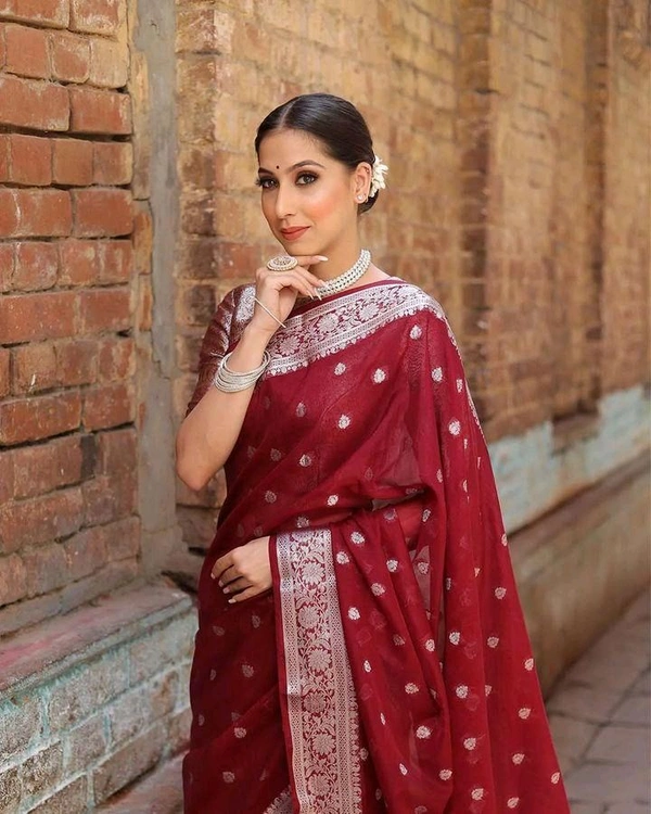 Antique Fashion 1 Pure Soft Orgenza Pure weave Zari sareeAll over Running Orgenza Blouse
