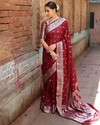 Antique Fashion 1 Pure Soft Orgenza Pure weave Zari sareeAll over Running Orgenza Blouse