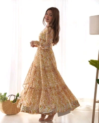 Antique Fashion 1 ZIGZAG PRINT FABRIC FULLY FLAIR ANARKALI WITH DUPPTA SET,PENT READY TO WEAR  - Xs (34), colour 1
