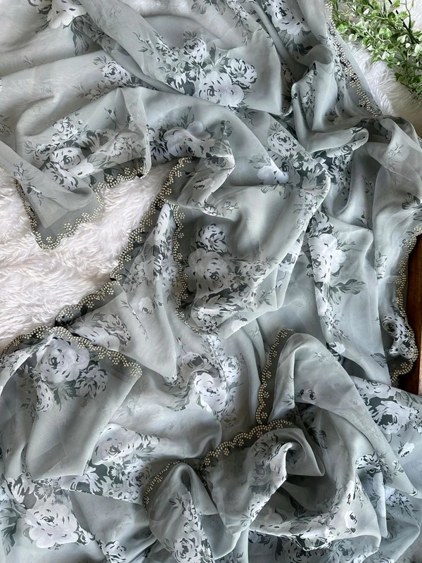Antique Fashion 1 Exclusive  elegant launch for fancy collection perfect for any function  light weight heavy georgette   with complete jarkan  work 