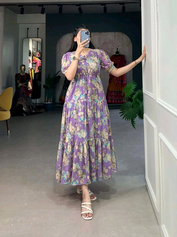 Antique Fashion 1 Flower Fields  Ethereal Georgette Frocks Adorned with Dreamy Floral Prints  - colour 1