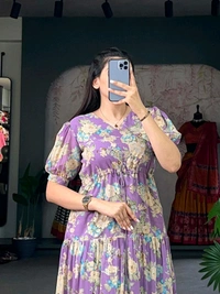 Antique Fashion 1 Flower Fields  Ethereal Georgette Frocks Adorned with Dreamy Floral Prints  - colour 1