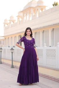 Antique Fashion 1 Designer Gown is luxury clothing Considered to be high quality Made by Zari Thread  Sequins Embroidery This is Made for Desirable Women s who deserve it - L (40), colour 1