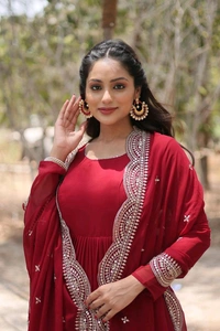 Antique Fashion 1 Desirable Women  gown Made With Faux Blooming Fabrics and Designer Embroidered Dupatta  - Maroon, Xl (42)