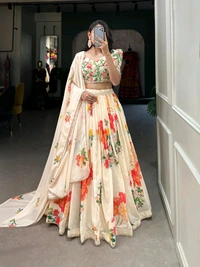 Antique Fashion 1 Celebrate the Season in Style Floral Print Georgette Lehengas That Capture the Essence of Nature