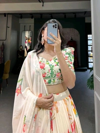 Antique Fashion 1 Celebrate the Season in Style Floral Print Georgette Lehengas That Capture the Essence of Nature